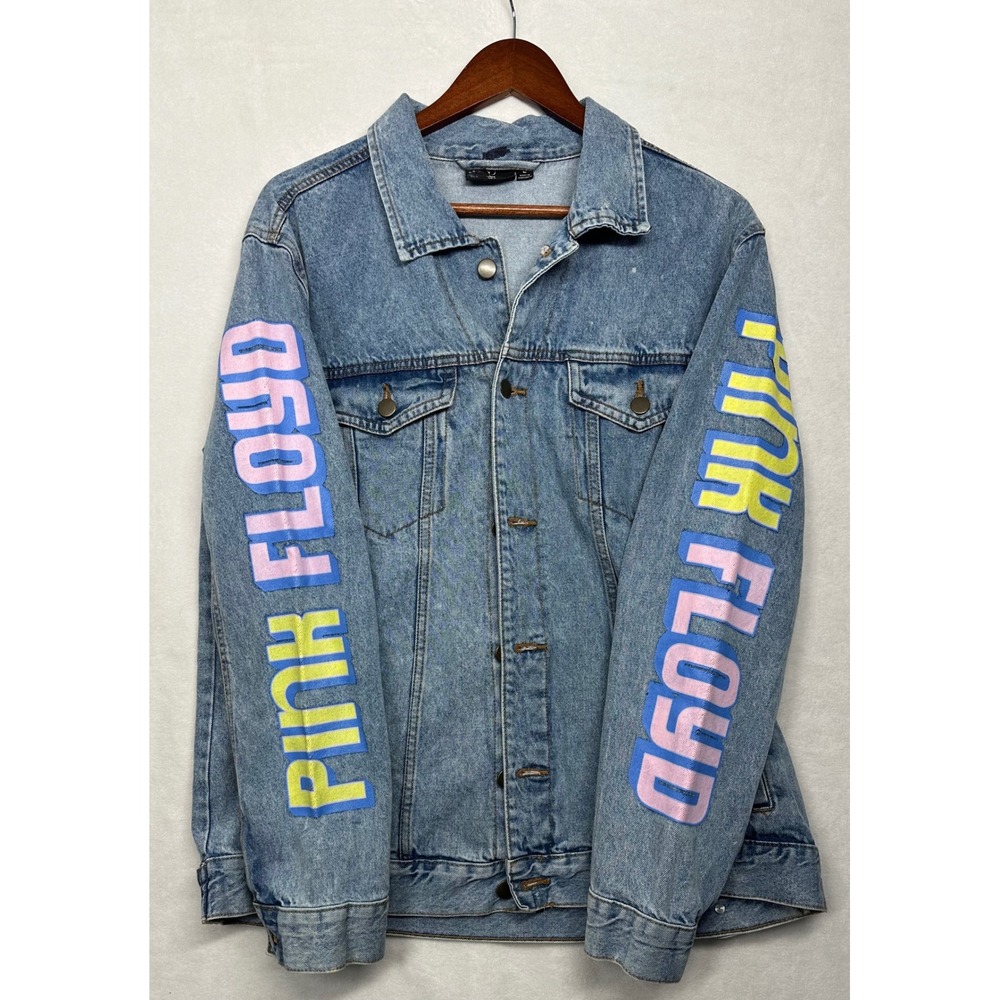 Pink Floyd 1973 Tour Denim Jacket Light Wash Graphic Trucker Blue Large‎